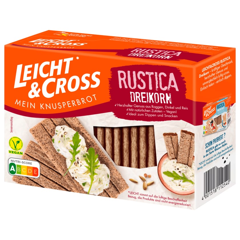 Leicht&Cross Knusperbrot Rustica Dreikorn 130g